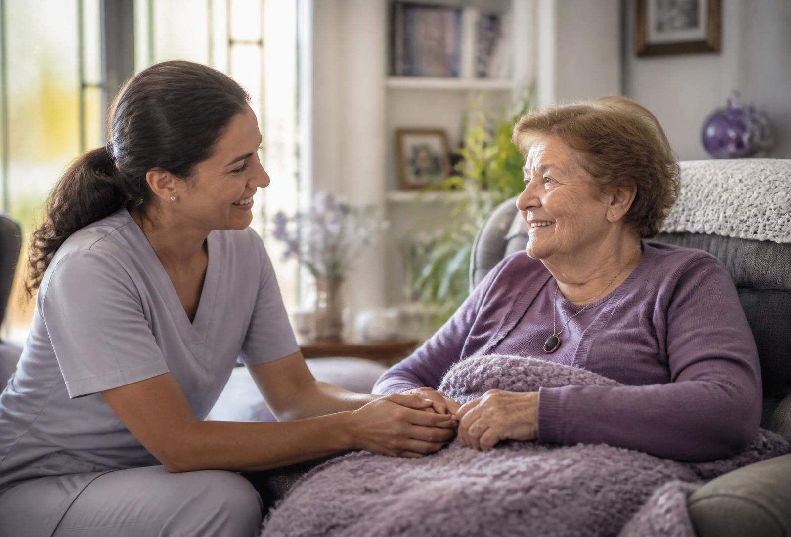 Libra acompañando a una adulta mayor en su casa